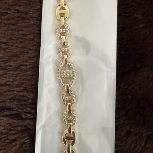 Gold-Tone Pavé Link Bracelet - Women Jewelry NWT